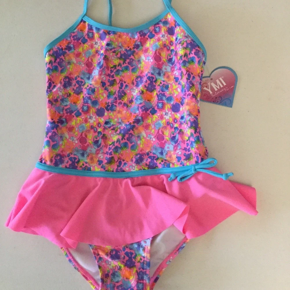 NWT YMI confetti floral print ruffle 1pc swimsuit
